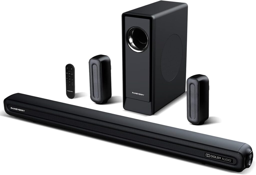 5.1 CH Surround Sound Bar System with Dolby Audio, Sound Bars, Wireless Subwoofer  Rear Speaker, Dolby Digital Plus, Bluetooth 5.0 for Home Theater, 4K  HD TVs| HDMI  Optical