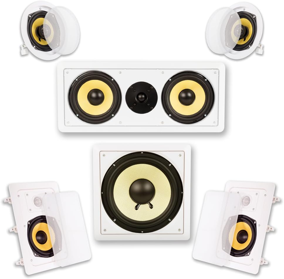 Acoustic Audio HD515 In-Wall/Ceiling Home Theater Surround 5.1 Speaker System