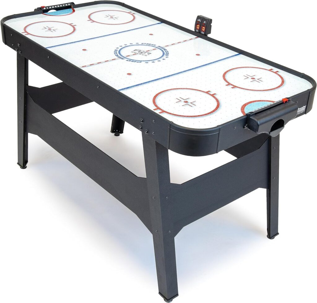 GoSports 54 Inch Air Hockey Arcade Table for Kids  Adults - Includes 2 Pushers, 3 Pucks, AC Motor, and LED Scoreboard - Oak or Black